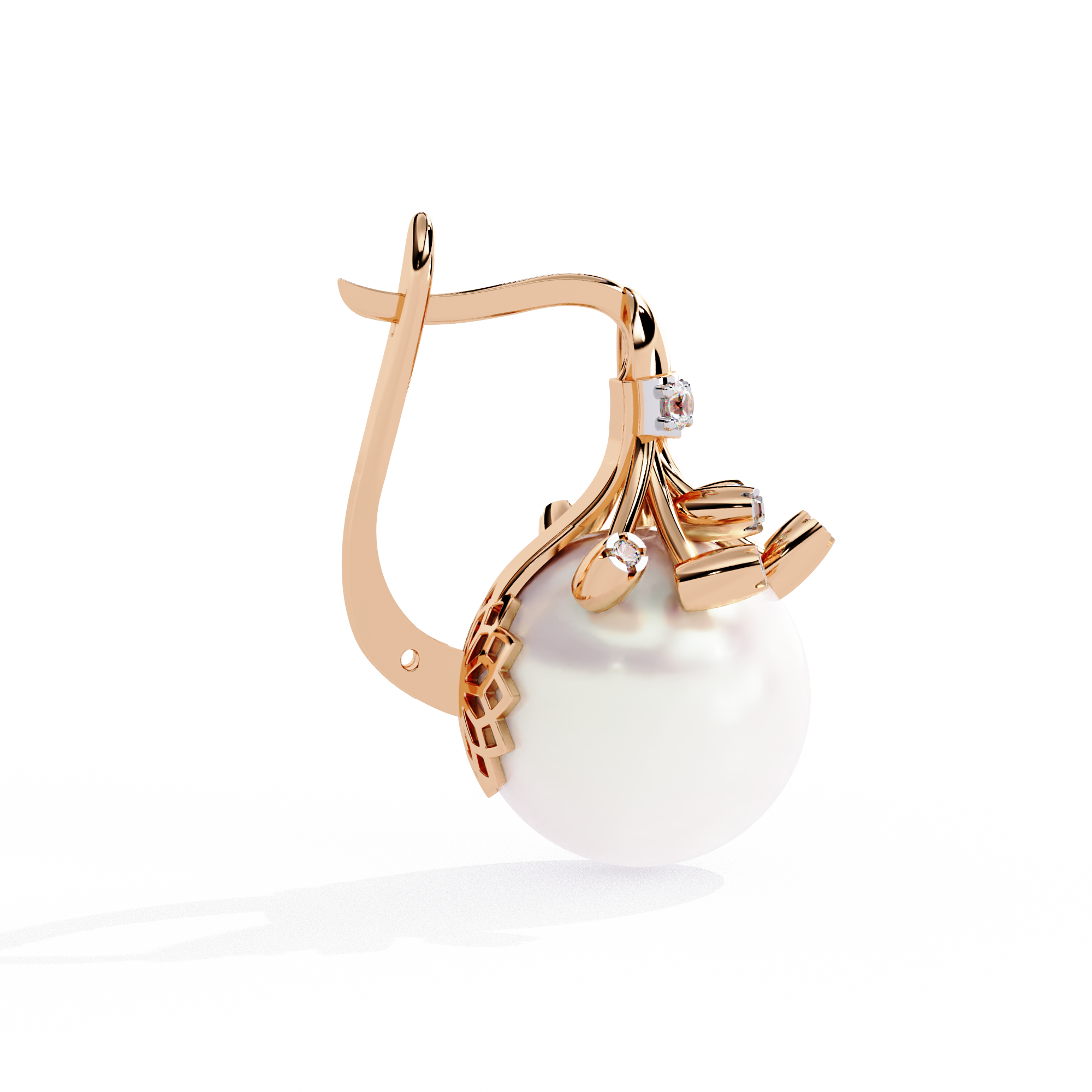 Buy Natural Diamond Claw Pearl Earrings | Solitairekart